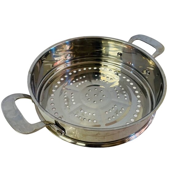 Stainless Steel Steamer Insert Pot With Handles For Cooking & Steaming 11" x 3" - Picture 3 of 3